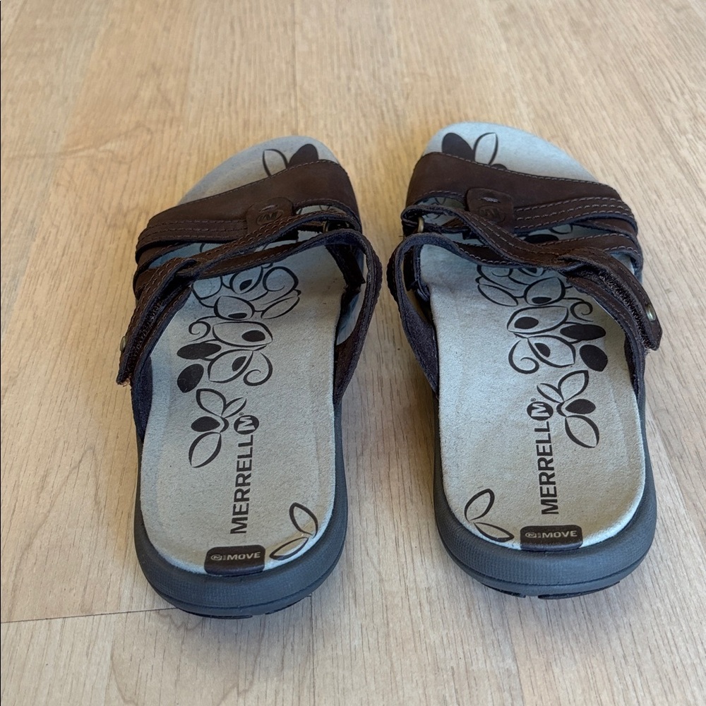 Merrell Women’s Bracken  Dark Brown Strappy Slide Sandals - Picture 4 of 6